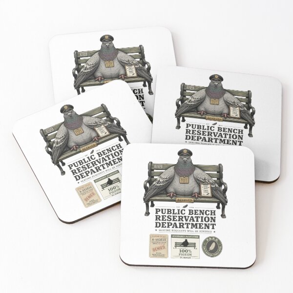 Item preview, Title: Public Bench Reservation Department Funny Pigeon Design designed and sold by Print Loft.