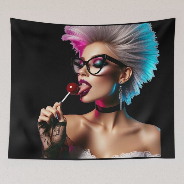 Item preview, Cyberpunk Girl Licking Candy Pop designed and sold by Voodoo Store Paranormal Collections.
