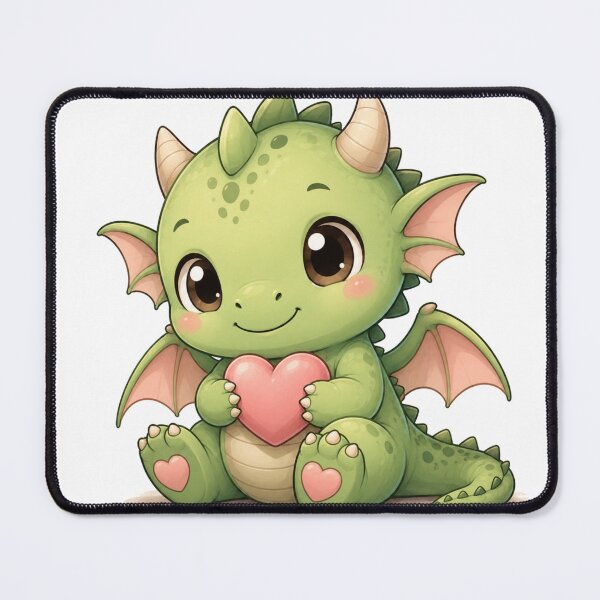 Item preview, Clover the Dragon Holding a Heart designed and sold by HeartwingStudio.