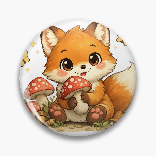 Item preview, Bramble the Fox with Forest Mushrooms designed and sold by HeartwingStudio.