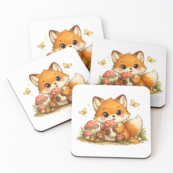 Item preview, Bramble the Fox with Forest Mushrooms designed and sold by HeartwingStudio.