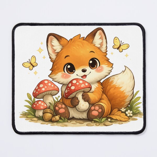 Item preview, Bramble the Fox with Forest Mushrooms designed and sold by HeartwingStudio.