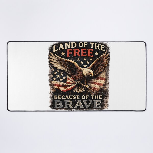Item preview, Land of the Free Because of the Brave Vintage Bald Eagle Patriotic T-Shirt designed and sold by mariolasworld.