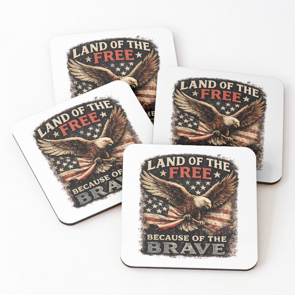 Item preview, Land of the Free Because of the Brave Vintage Bald Eagle Patriotic T-Shirt designed and sold by mariolasworld.
