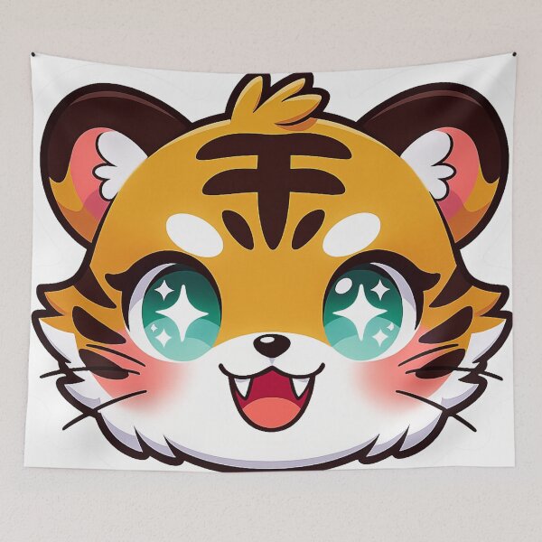 Item preview, Cute Kawaii Tiger Cub with Sparkly Eyes | Adorable Chibi Animal Face Sticker designed and sold by NeoTigLuna.