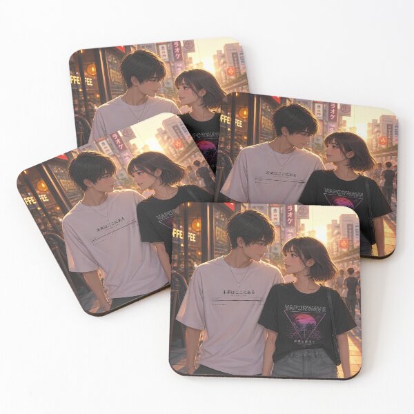 Item preview, Romantic Golden Hour Anime Couple in Tokyo Street designed and sold by Swizzy2vore.
