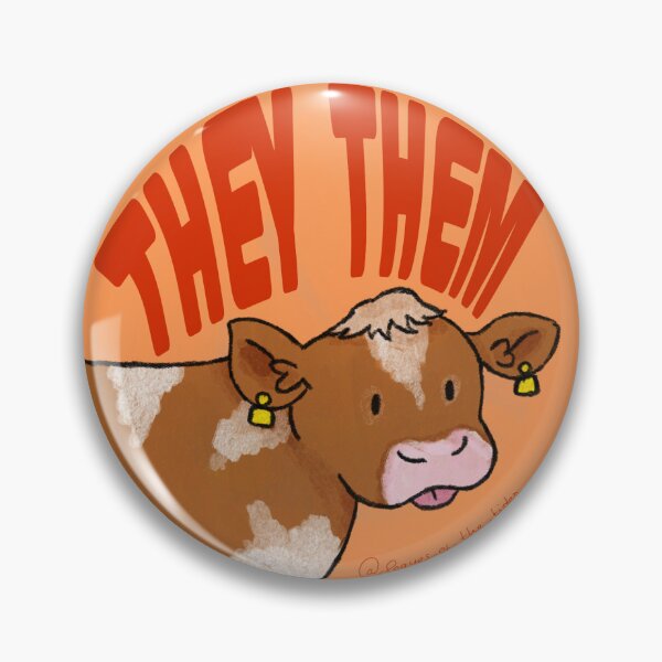 Item preview, They them orange Pronoun badge designed and sold by Pouques of the Tides.