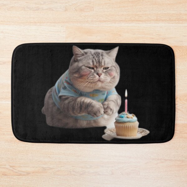 Item preview, Cute Birthday Cat – Chubby Kitten Celebrating with Cupcake designed and sold by Fatomfatom.