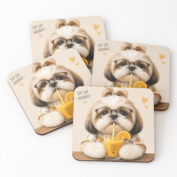 Item preview, Cute Shih Tzu Dog Drinking Juice with Glasses | Funny Summer Dog Lover Gift designed and sold by CreativeNest Prints.