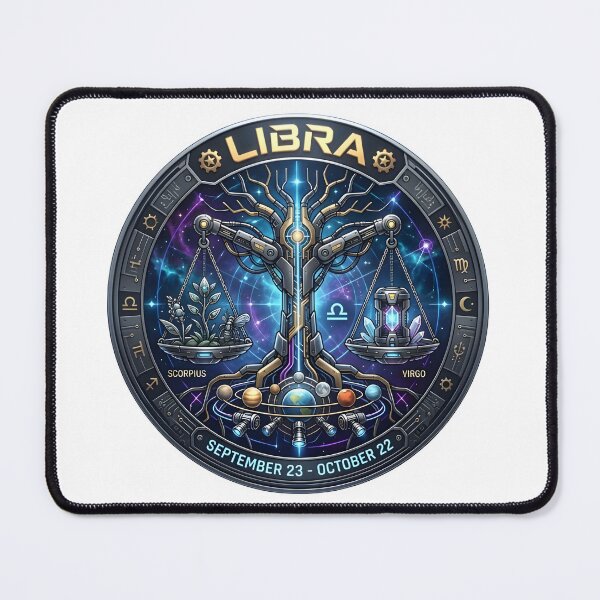 Item preview, Libra Cyber Scales Galaxy Mechanical Dark Zodiac Art designed and sold by Zodiac Celestial Art.