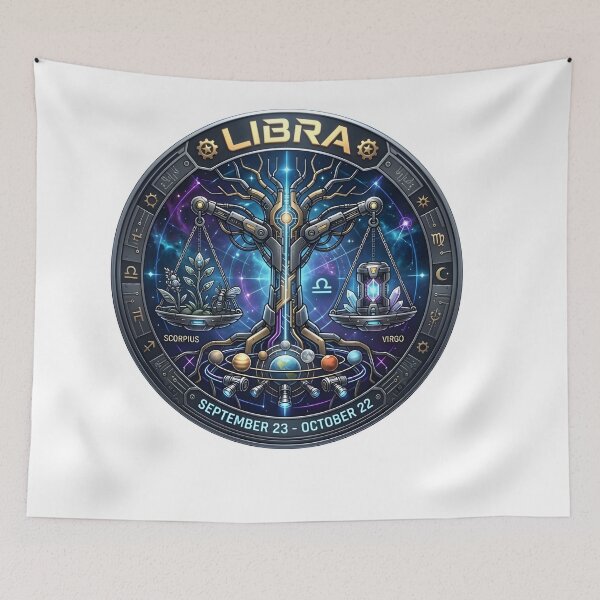 Item preview, Libra Cyber Scales Galaxy Mechanical Dark Zodiac Art designed and sold by Zodiac Celestial Art.