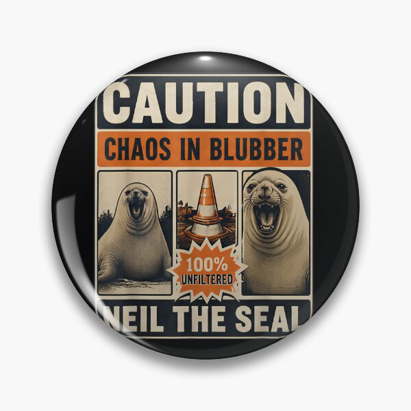 Item preview, Vintage Retro Caution Chaos In Blubber Neil The Seal Traffic Cone Poster Design designed and sold by DaphoLatara.