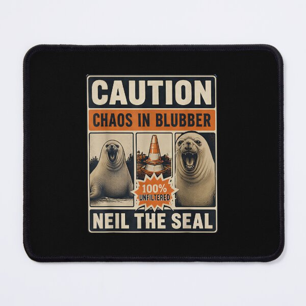 Item preview, Vintage Retro Caution Chaos In Blubber Neil The Seal Traffic Cone Poster Design designed and sold by DaphoLatara.