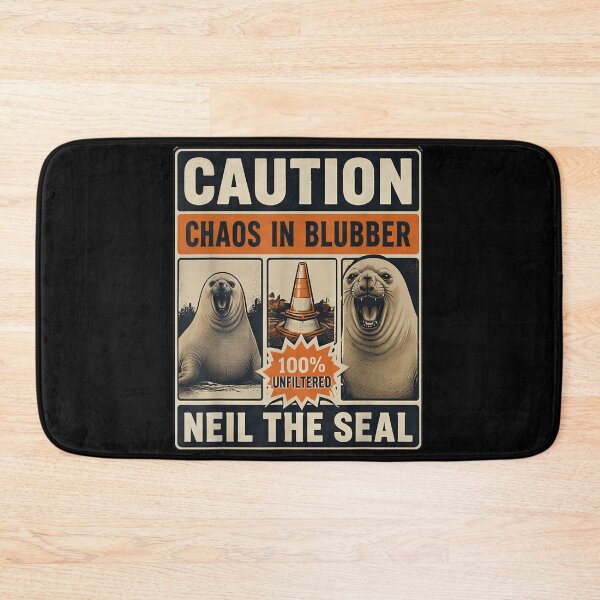 Item preview, Vintage Retro Caution Chaos In Blubber Neil The Seal Traffic Cone Poster Design designed and sold by DaphoLatara.