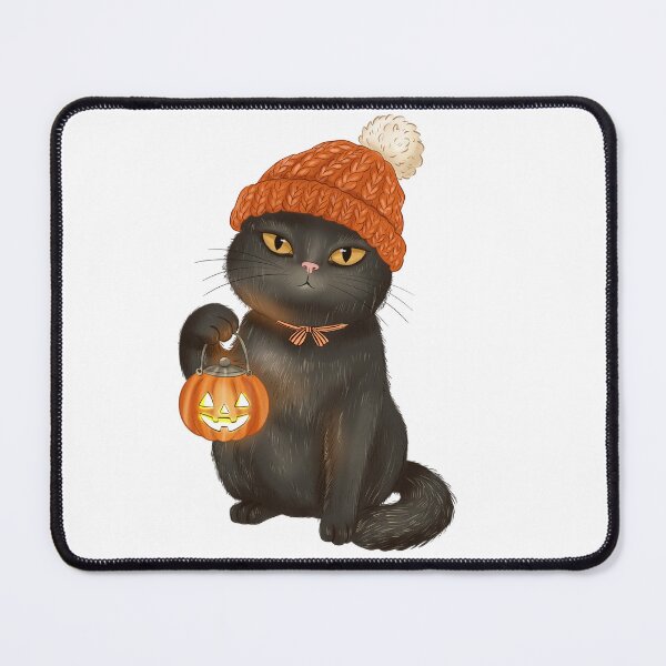 Item preview, Gorgeous Black Cat with Pumpkin Lantern | Cute Halloween Autumn designed and sold by Iqrapixels.