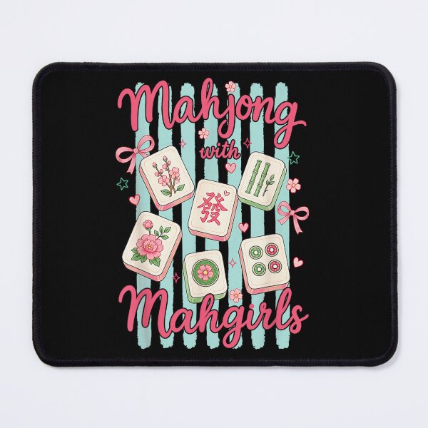 Item preview, Cute Coquette Aesthetic Mahjong With Mahgirls Pink Ribbon Floral Tiles Trendy Game designed and sold by DaphoLatara.