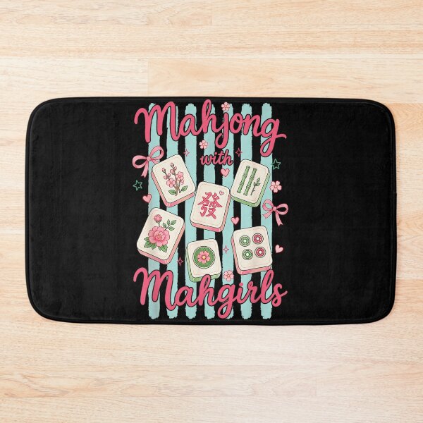 Item preview, Cute Coquette Aesthetic Mahjong With Mahgirls Pink Ribbon Floral Tiles Trendy Game designed and sold by DaphoLatara.
