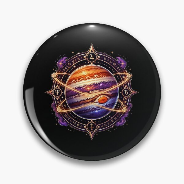 Item preview, Vintage Astrological Jupiter Planet with Mystical Cosmic Rings designed and sold by Lunarisdesing.