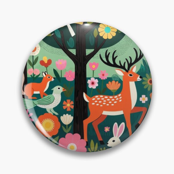 Item preview, Whimsical Folk Art Forest Meadow Deer and Bunny Pastel Escape designed and sold by Nexus Space.
