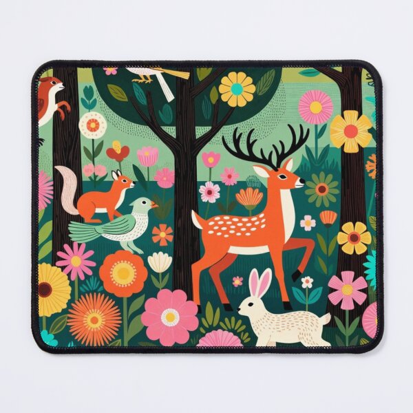 Item preview, Whimsical Folk Art Forest Meadow Deer and Bunny Pastel Escape designed and sold by Nexus Space.