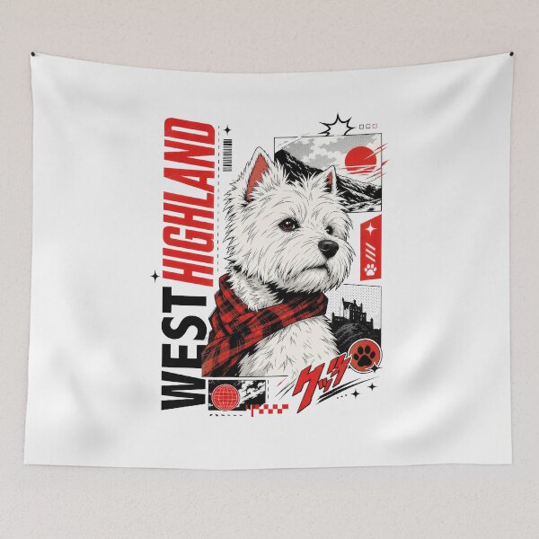 Item preview, West Highland White Terrier Japanese Harajuku Dog designed and sold by AntiqueImages.