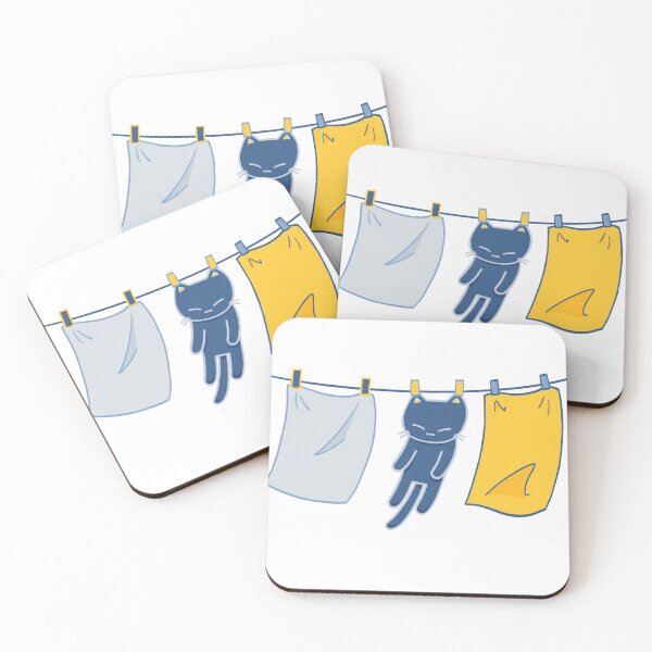 Item preview, Funny Kawaii Laundry Day Clothesline Cat designed and sold by Sleepy-Town.