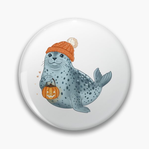 Item preview, Cute Sea Lion with Pumpkin Lantern | Cozy Halloween Animal designed and sold by Iqrapixels.