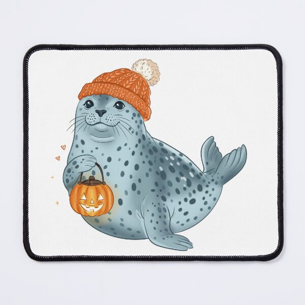 Item preview, Cute Sea Lion with Pumpkin Lantern | Cozy Halloween Animal designed and sold by Iqrapixels.