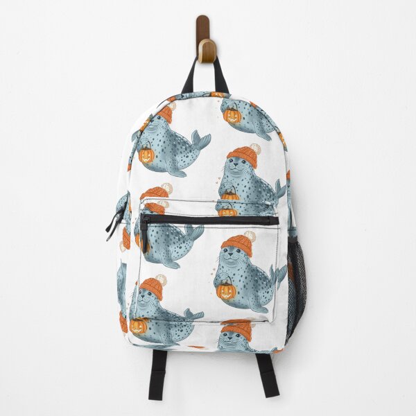 Item preview, Cute Sea Lion with Pumpkin Lantern | Cozy Halloween Animal designed and sold by Iqrapixels.