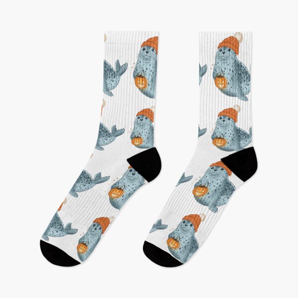 Item preview, Cute Sea Lion with Pumpkin Lantern | Cozy Halloween Animal designed and sold by Iqrapixels.