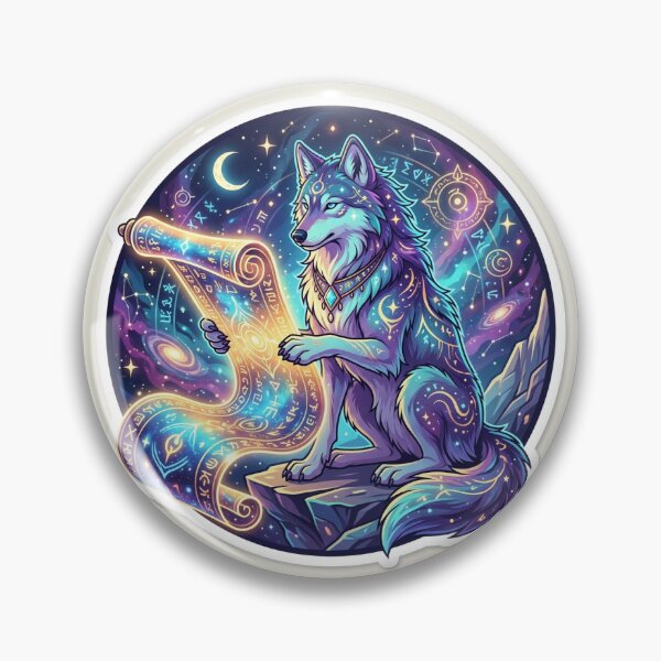 Item preview, Mystical Cosmic Wolf Reading Scroll Anime Sticker for Astrology Lovers designed and sold by uegi.