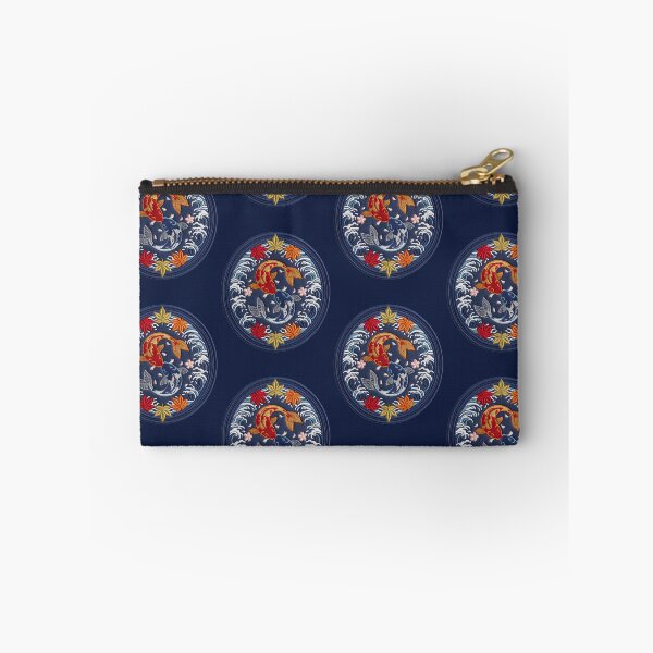 Item preview, Embroidered Yin Yang Koi Fish – Japanese Waves & Autumn Maple Patch Art designed and sold by PatsiRose.