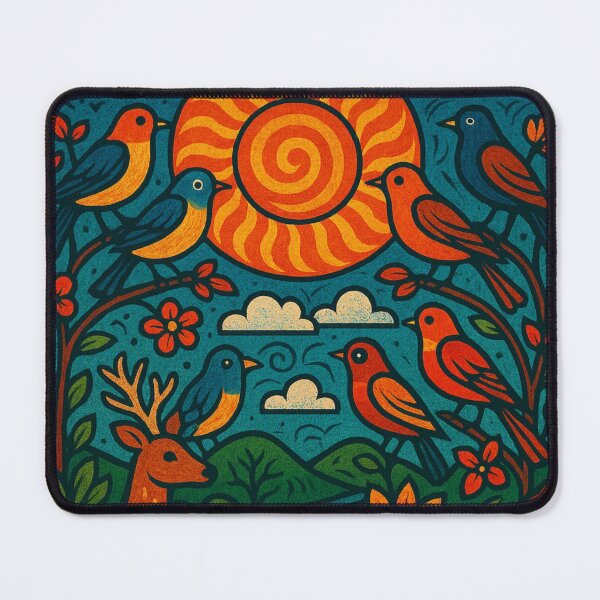 Item preview, Folk Art Forest Meadow - Rustic Linocut Nature Illustration designed and sold by Nexus Space.