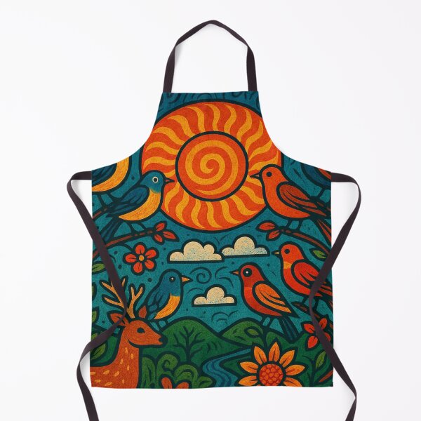 Item preview, Folk Art Forest Meadow - Rustic Linocut Nature Illustration designed and sold by Nexus Space.