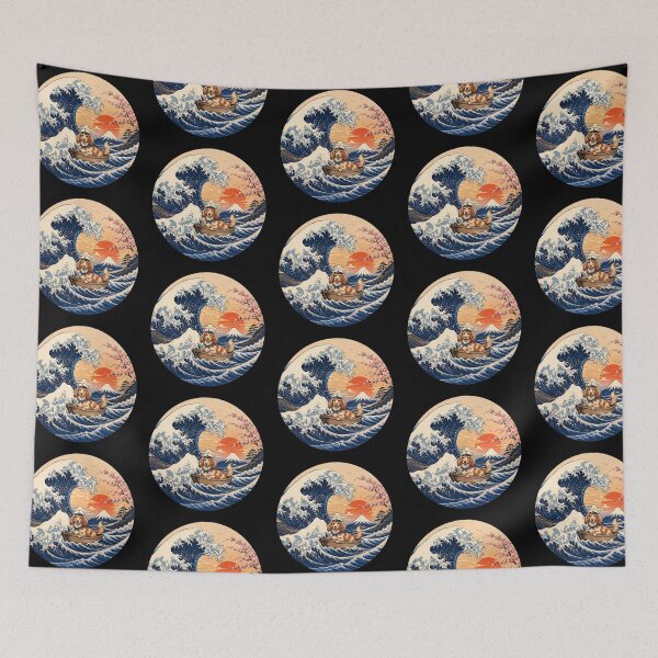 Item preview, Funny Long Haired Dachshund Captain Japanese Kanagawa Wave Japan Boat Mom Dad Kids designed and sold by FurryHavenPH.
