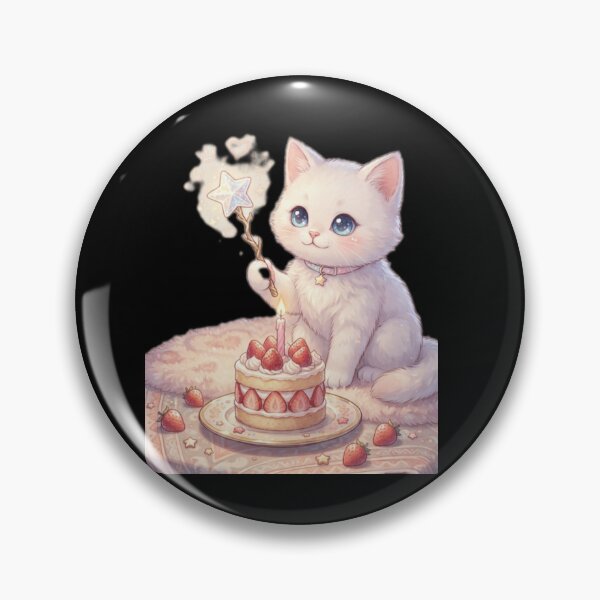 Item preview, Cute Magic Cat with Birthday Cake - Kawaii Kitten Sticker designed and sold by Fatomfatom.