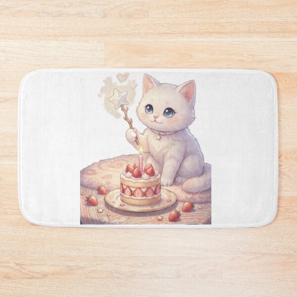 Item preview, Cute Magic Cat with Birthday Cake - Kawaii Kitten Sticker designed and sold by Fatomfatom.