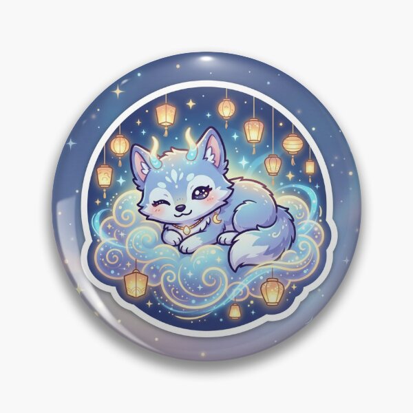 Item preview, Chibi Wolf Pup Spirit Animal Sticker Celestial Lanterns Anime Kawaii Design designed and sold by uegi.
