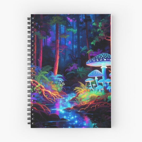 Item preview, Bioluminescent Mushroom Forest - Neon Abstract Landscape Art designed and sold by Nexus Space.