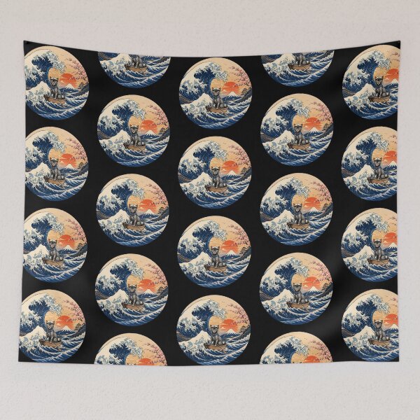 Item preview, Funny Lykoi Cat Captain Japanese Kanagawa Wave Japan Boat Mom Dad Kids designed and sold by FurryHavenPH.