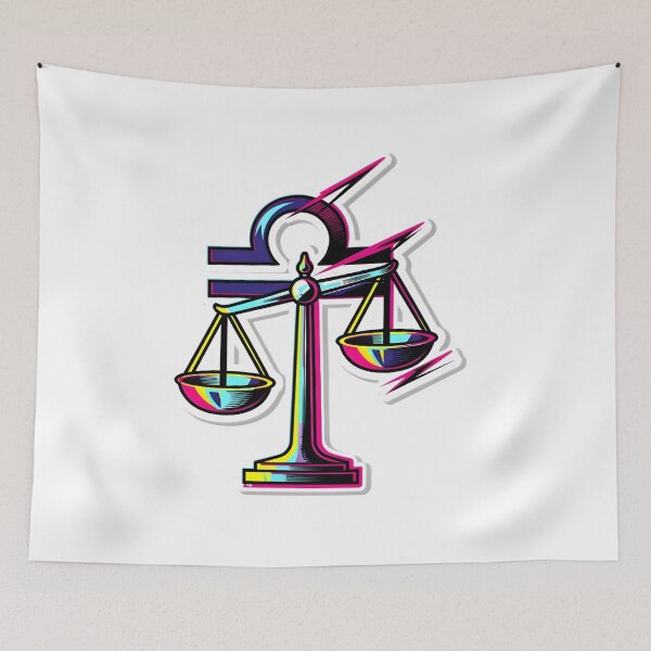 Item preview, Libra Balance Scales Neon Bold Pop Art Zodiac Sticker designed and sold by Zodiac Celestial Art.
