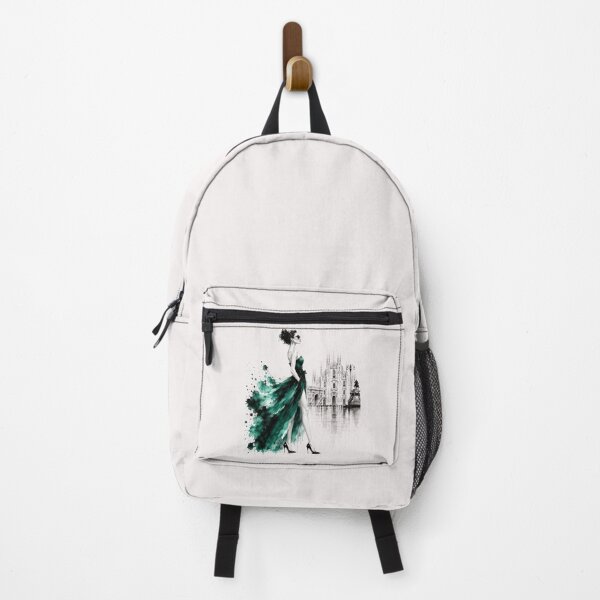 Item preview, Elegant fashion woman in Milan – Luxury Fashion Watercolor Art. Emerald. designed and sold by NewtBoo.