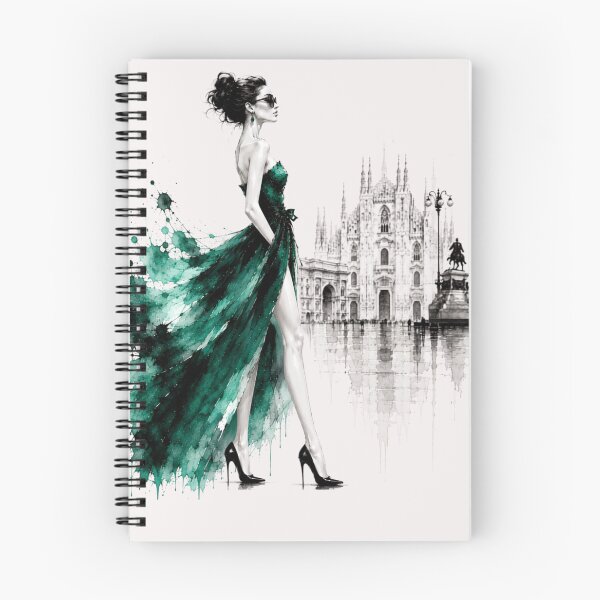 Item preview, Elegant fashion woman in Milan – Luxury Fashion Watercolor Art. Emerald. designed and sold by NewtBoo.
