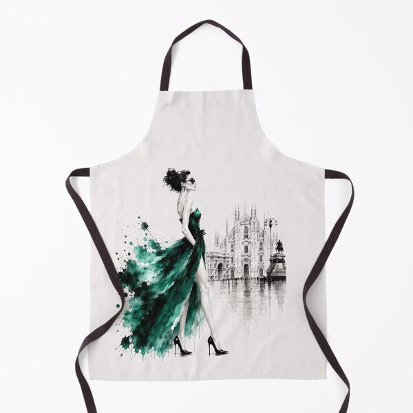 Item preview, Elegant fashion woman in Milan – Luxury Fashion Watercolor Art. Emerald. designed and sold by NewtBoo.