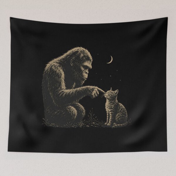 Item preview, Moonlit Gorilla and Curious Cat designed and sold by Souck12.