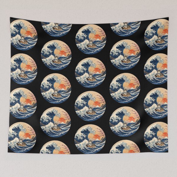 Item preview, Funny Manx Cat Captain Japanese Kanagawa Wave Japan Boat Mom Dad Kids designed and sold by FurryHavenPH.