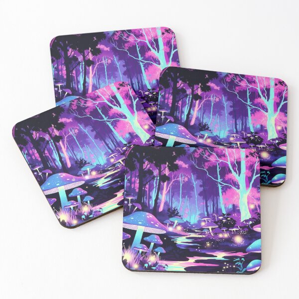Item preview, Neon Magic Mushroom Forest - Pastel Synthwave Landscape designed and sold by Nexus Space.
