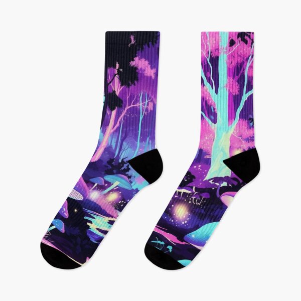 Item preview, Neon Magic Mushroom Forest - Pastel Synthwave Landscape designed and sold by Nexus Space.