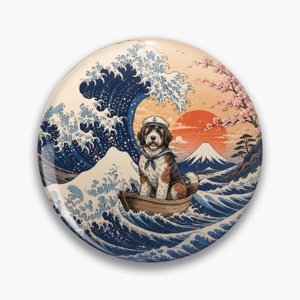 Item preview, Funny Saint Berdoodle Captain Japanese Kanagawa Wave Japan Boat Mom Dad Kids designed and sold by FurryHavenPH.
