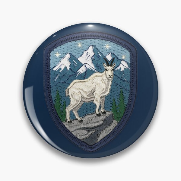 Item preview, Embroidered Mountain Goat Patch – Alpine Wildlife Mountain Adventure Nature Art designed and sold by PatsiRose.
